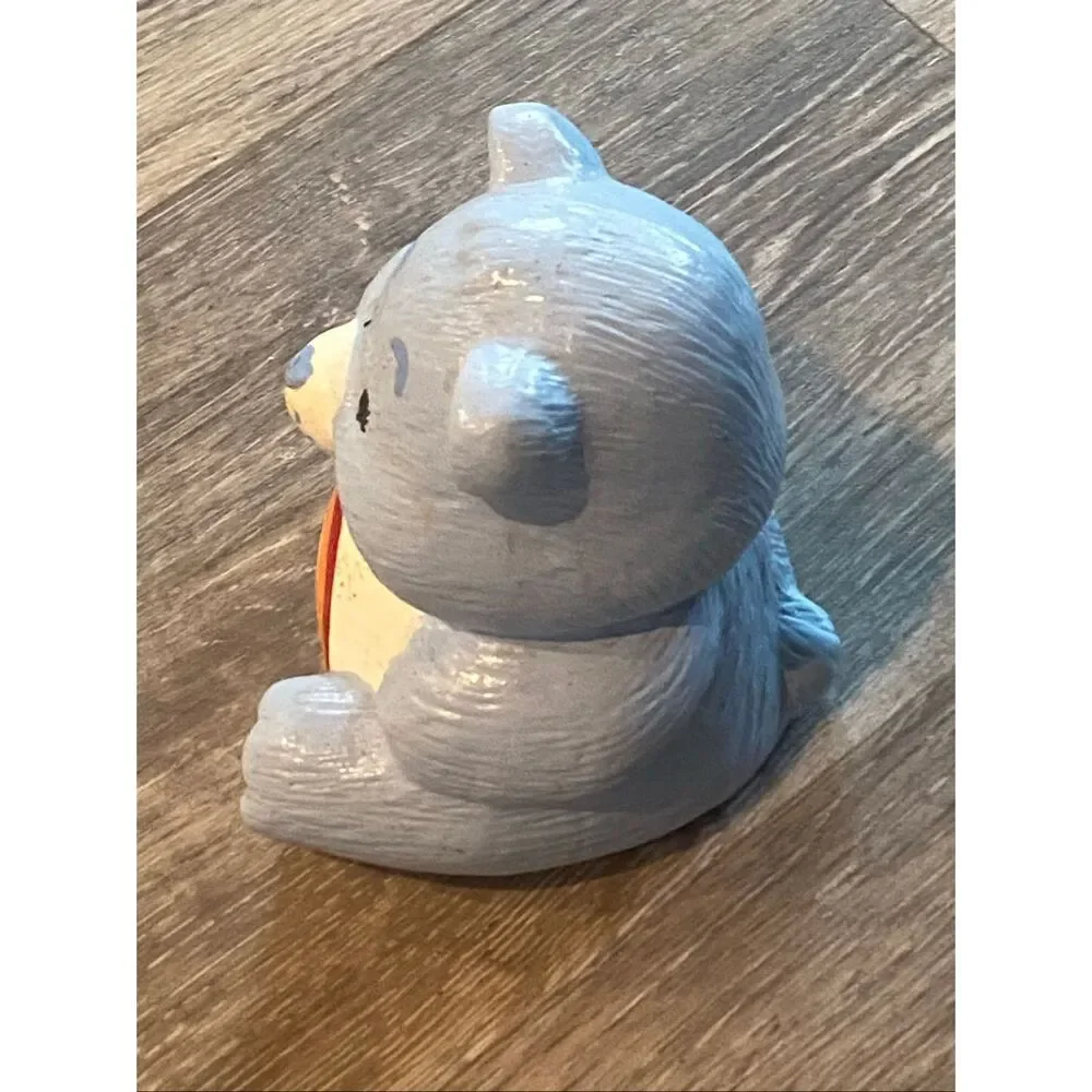 Care Bears Bedtime Bear Rainbow Belly Ceramic Bank Figurine Blue 1980s Vintage